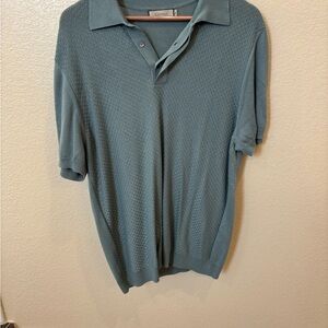 Canali Textured Blue Polo Shirt for Men
